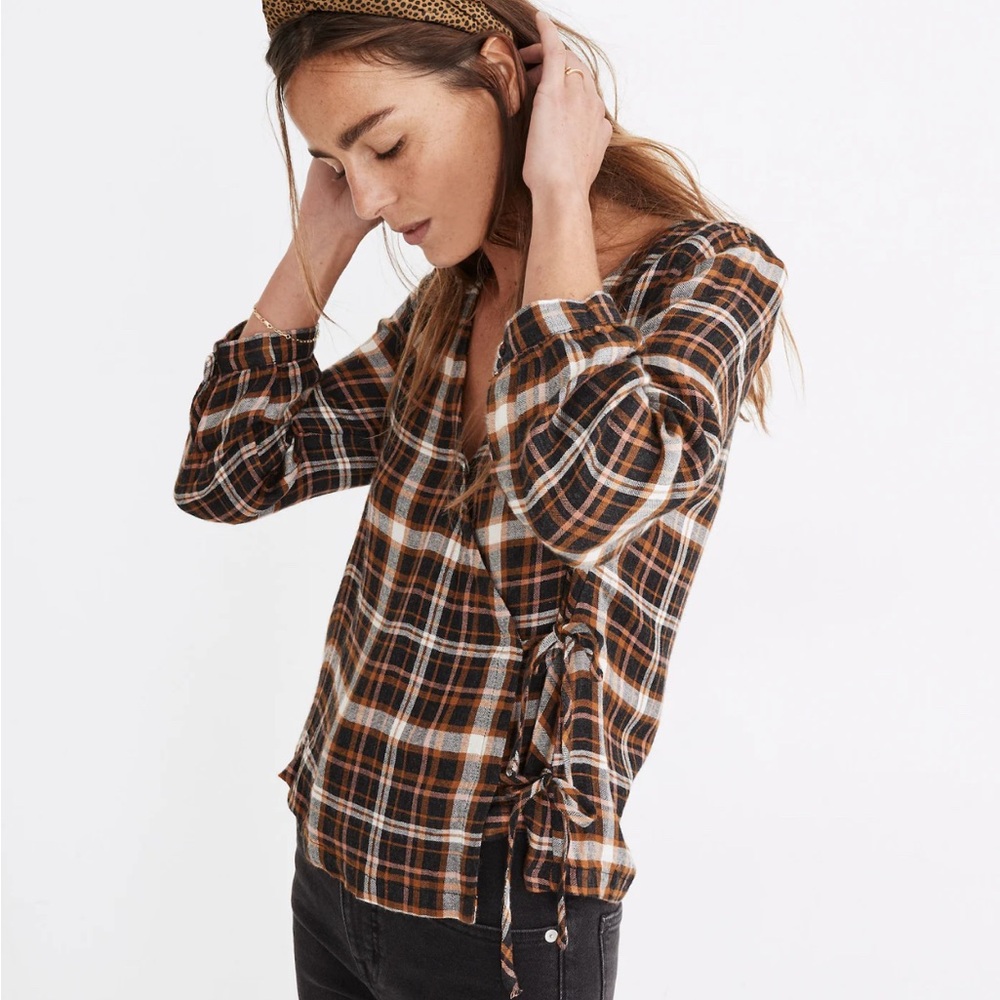 Madewell Plaid Wrap Top